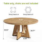 LITTLE TREE Round Dining Table for 4-6 People, 47 Inches with Wooden Pedestal Base, Modern Dinner Table for Dining Room, Kitchen, Living Room LITTLE TREE