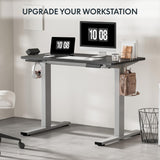 FLEXISPOT EN2 Electric Stand Up Desk 48 x 30'' Whole-Piece Desktop Standing Desk Standing Height Adjustable Desk with Desk Clamp Power Strip, Cable Management (Gray Frame + 48" Black Top, 2 Packages) FLEXISPOT