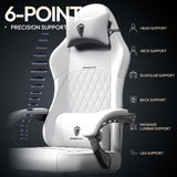 Dowinx Gaming Chair with Pocket Spring Cushion, Ergonomic Computer Chair with Massage Lumbar and Footrest for Adults, High Back Game Chair Leather for Office Gaming 300LBS, All White Dowinx