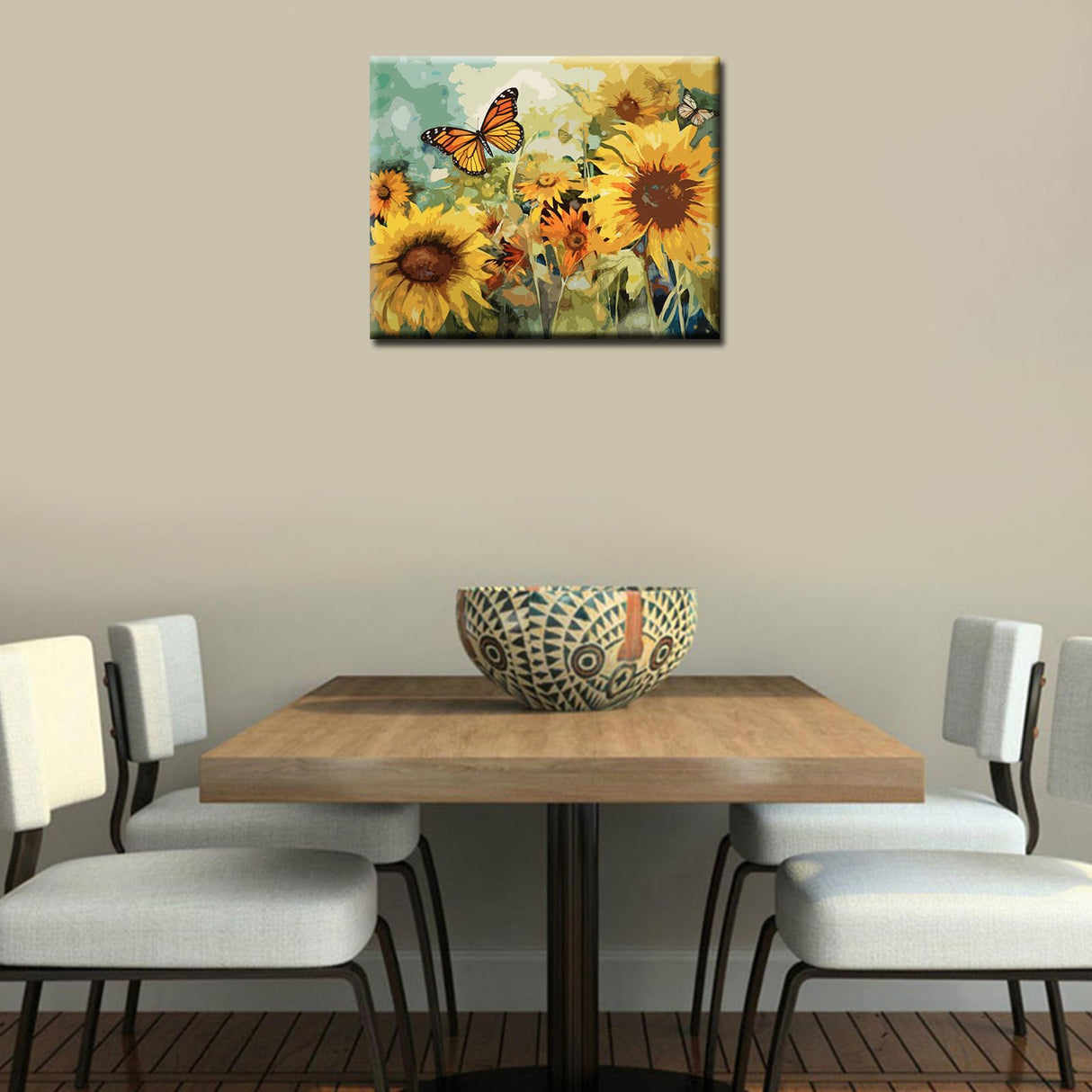 Tucocoo Sunflowers Landscape Paint by Number for Adults, DIY Digital Oil Painting Kits on Canvas with Brushes and Acrylic Pigment, Butterflies Flowers Close-up for Home Decor 16x20 inch (Frameless) Tucocoo