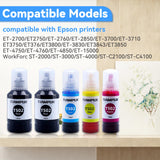 Tiampuk 5 Pack T502 502 Ink Refill Bottles for Ecotank ET-4850 ET-4760 ET2750 ET-3760 ST-4000 ET-15000 ET-2850 ST-2000 ET-3710 ET-3850 ET-3750 ET-3830 ET4750 ET3700 ST3000 ET2700 ET2760 Printer Tiampuk