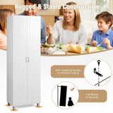 Tangkula 73.5 Inch Tall Storage Cabinet with Double Door, Freestanding Pantry Cabinet with Adjustable Shelf & Anti-tilt Design, Modern Utility Organizer for Kitchen Living Room (White) Tangkula