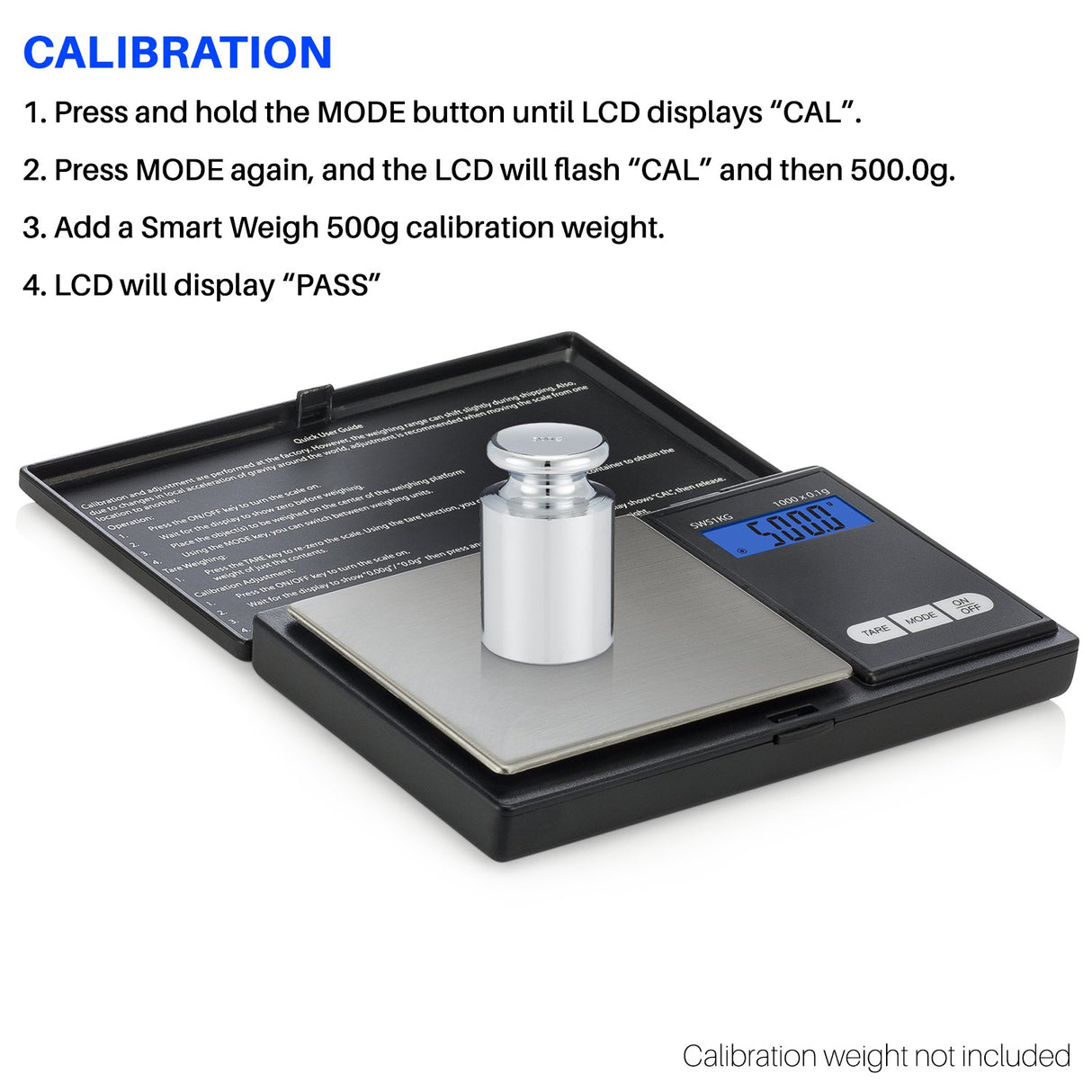 Smart Weigh Digital Pocket Gram Scale, 1000g x 0.1 Grams, Digital Gram Scale, Jewelry Scale, Food Scale, Medicine Scale, Kitchen Scale Black, Battery Included Smart Weigh