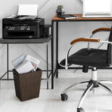 Trash Can Wastebasket Wood Garbage Container Bin with Built-in Double Metal Handles for Office, Bedroom, and Bathroom, Dark Brown OYEAL