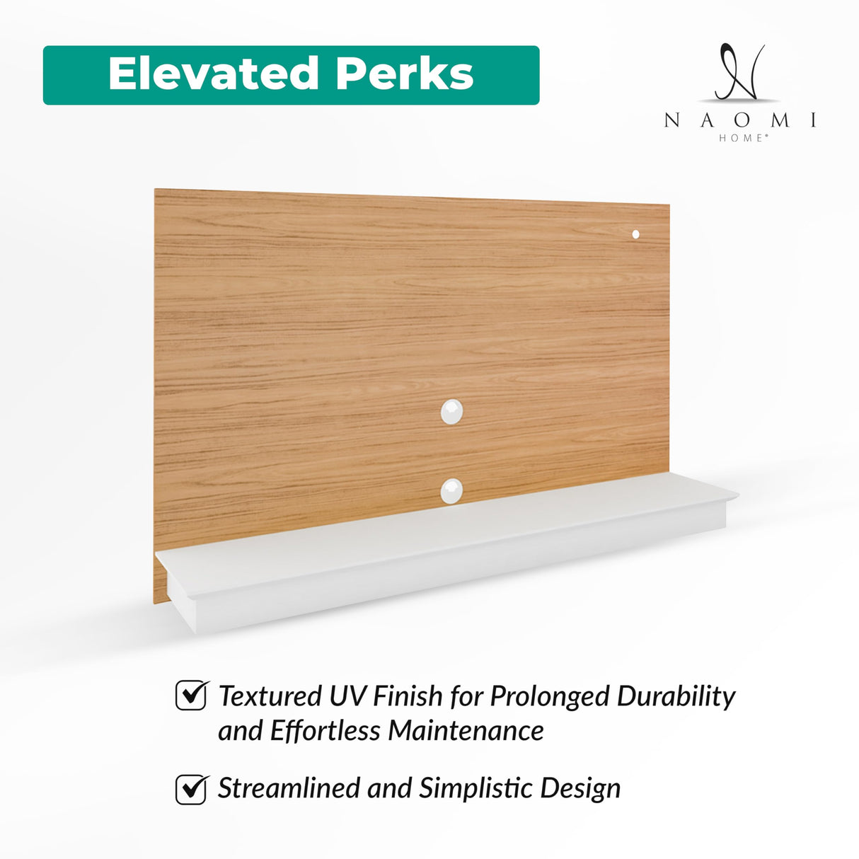 Naomi Home Deborah Floating Entertainment Center for up to 55 inch TVs, TV Wall Panel with LED Strip and Shelf, Floating TV Stand, Natural,White Naomi Home