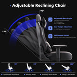 Big and Tall Gaming Chair with Footrest 350lbs, Computer Gamer Chair, High Back PC Gaming Chairs with Wide Seat, Lumbar Support, Armrest for Adults-Black COLAMY