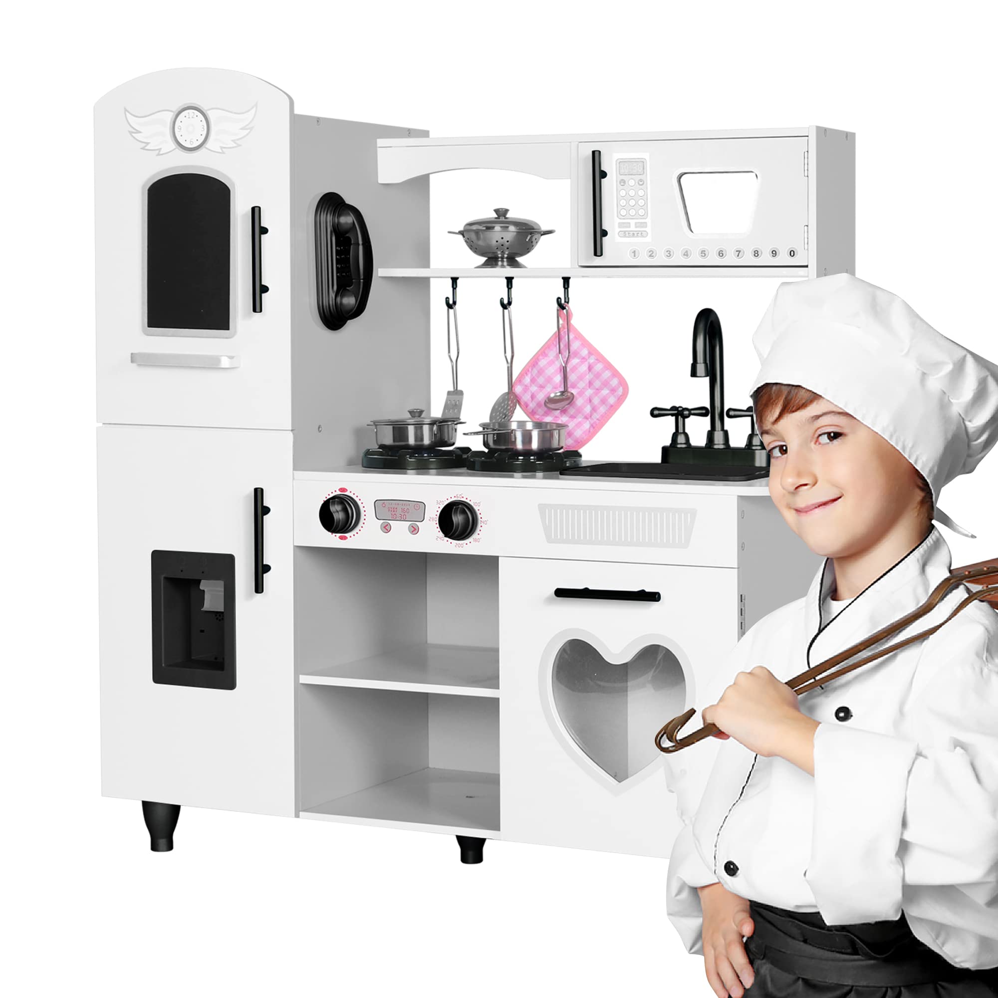 TaoHFE Kids Kitchen Playset White Play Kitchen Sets for Kids Ages 48 Boys Gift Girl Toddler Kitchen Set for Kids Kitchen Playse