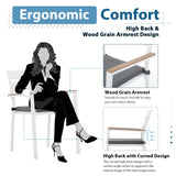 JOIVI 5 Piece Outdoor Dining Set, Aluminum Patio Furniture Dining Table and Stackable Chairs Set for 4 People, Wood Grain Tabletop with 2.05” Umbrella Hole, for Deck, Backyard, Gray Cushions JOIVI