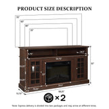 Electric Fireplace TV Stand,Contemporary TV Media Stand,Modern Entertainment Console with 23" Fireplace Inset, TV Media Stand with Storage Space, Media Console for Living Room Bedroom,Espresso Firscook