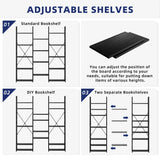 NUMENN Triple Column 5 Tier Bookshelf, Bookcase with 14 Open Display Shelves, Adjustable Rustic Industrial Style Book Shelves, Modern Bookshelves for Bedroom, Living Room and Home Office, Black NUMENN