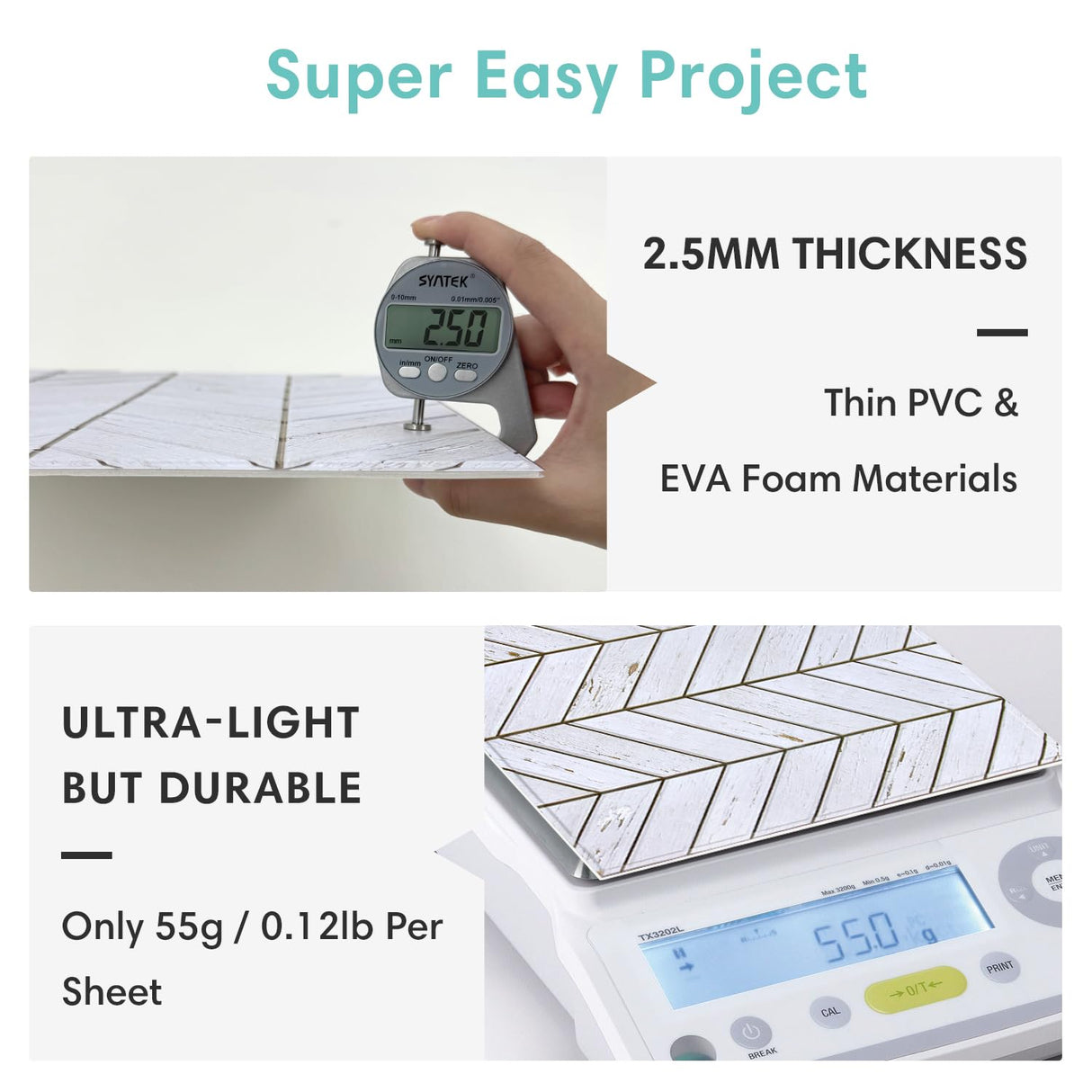 Commomy 10 Pcs 3D Faux Wood Wall Panels - 11.8"x11.8" Peel and Stick Wood Tiles Ultralight Thin PVC Wall Paneling for Bedroom,Bathroom,Kitchen Backsplash,Farmhouse Interior Decor Commomy