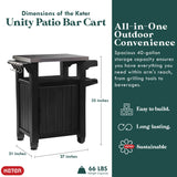 Keter Outdoor Grill Prep Table & Serving Cart, Stainless Steel Top, Unity, 40 Gal, Brown - Portable Bar Table and Cooking Accessory for Pool, Patio, Lawn, and Backyard Keter