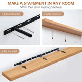 48 Inch Fireplace Mantel Shelf, USA-Sourced Rustic Elm Wood Floating Shelves Wall Mounted, Wall Shelves with Invisible Bracket for Living Room Bathroom Bedroom Kitchen, Set of 1 (Natural, 48"x 8") Fun Memories