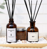 WEALD TRIBE Flower Reed Diffuser Set Eucalyptus & Lavender Scent For Bathroom Accessories Shelf Decor & Air Fresheners, Sticks Defusers With 4.0 fl oz Essential Oils, House Bedroom Office Decor & Gift WEALD TRIBE