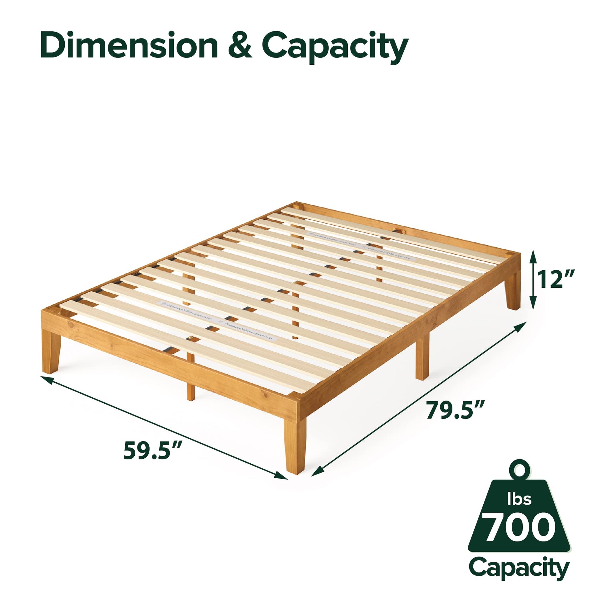 ZINUS Alexia Solid Wood Platform Bed Frame with Rustic Pine Finish - No Box Spring Required, Easy Assembly, Queen Size - WoodArtSupply