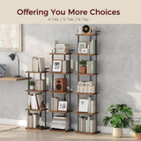 MAHANCRIS Bookshelf, 6-Tier Bookcase, Vertical Tall Narrow Book Shelf for Small Space, Open Storage Display Shelf with Stable Base & Anti-Tip Kits, for Living Room, Study, Rustic Brown BKHR11601 MAHANCRIS