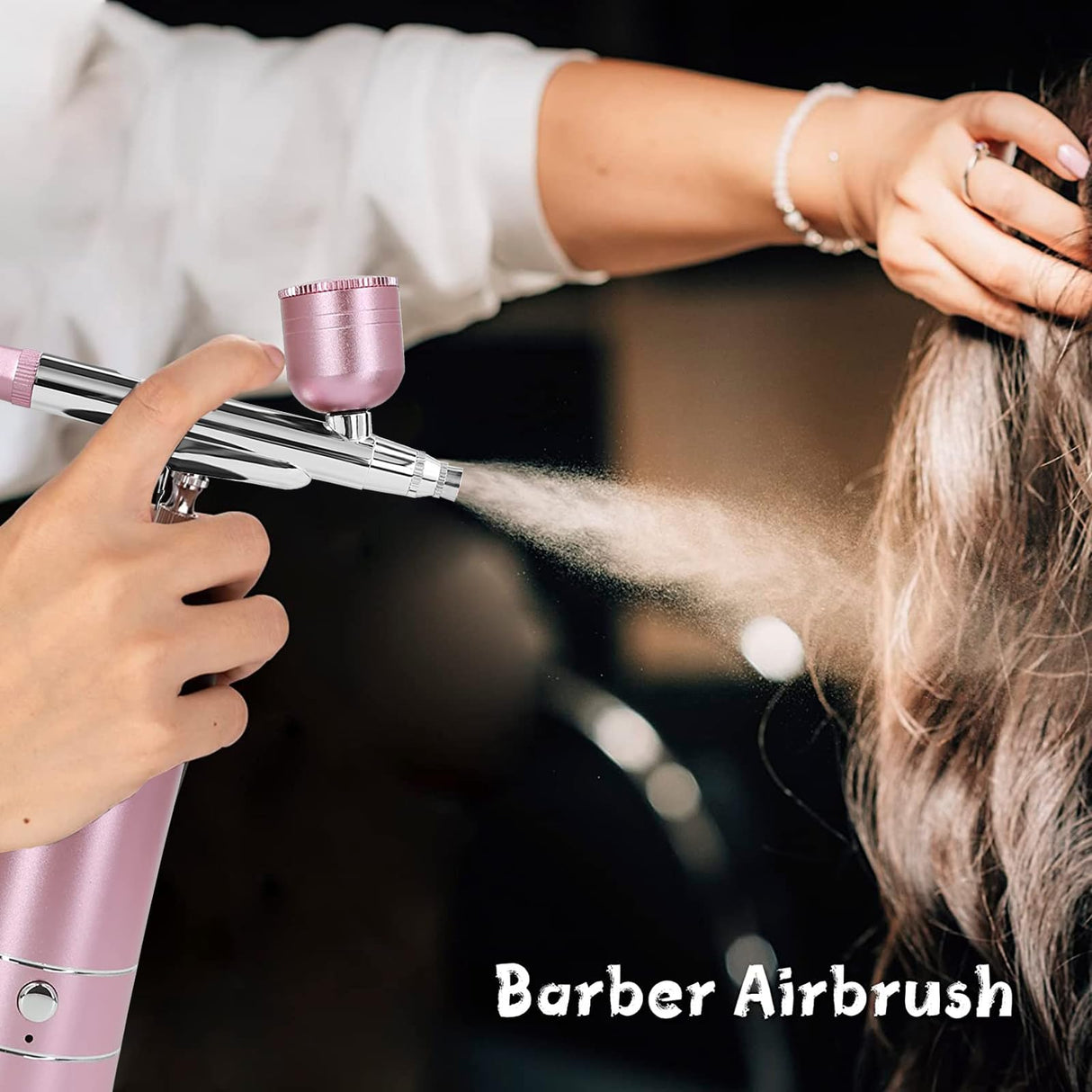 Airbrush-Kit Air Brush Kit With Airbrush Compressor Nail Charms Wireless Air Brush for Barber, Nail Art, Cake Decor, Makeup, Model Painting (Pink) crpen