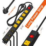 8 Outlet Long Power Strip, 2100J Surge Protector Heavy Duty 6FT Cord Wide Spaced and Wall Mount Metal Powerstrip for Home Office Garage Workshop Plug'n