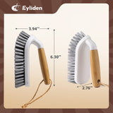 Eyliden Scrub Brush, 2 Pack Heavy-Duty Stiff Bristles Cleaning Brush, Natural Bamboo Handle, Multi Purpose Scrub Brushes for Bathroom Floor Tub Shower Kitchen Sink Carpet & Other Surface, Grey+White Eyliden