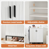 Mericonia Modern Shoe Cabinet with Metal Legs, Farmhouse Large 5-Tier Shoe Storage Cabinet with Doors, Wooden Shoe Organizer for Entryway, Hallway, Closet, Bedroom, Living Room, White Mericonia