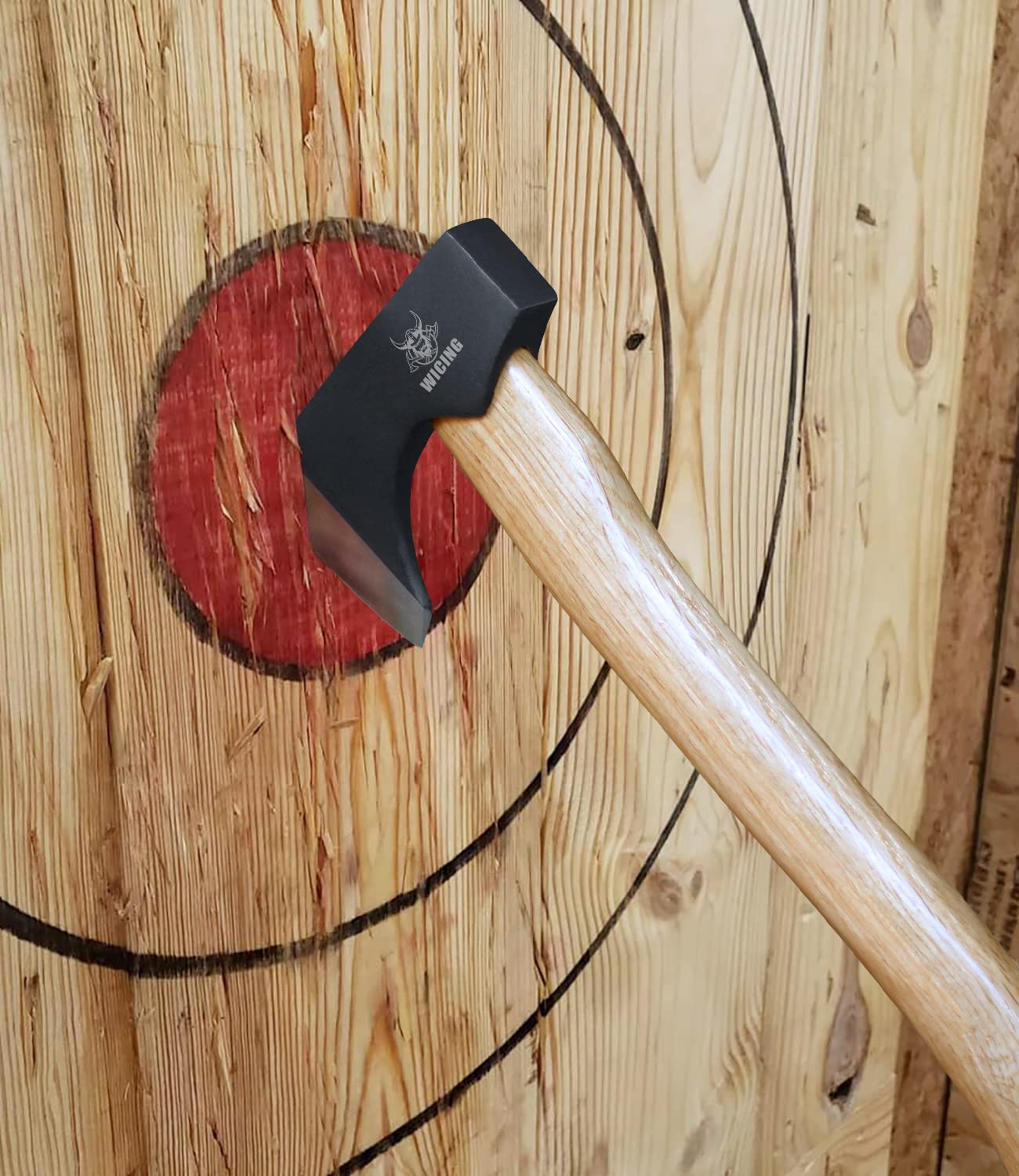 WICING Throwing Axes - 14" Throwing Hatchet Great for Axe Throwing Competitions, High Carbon Steel Forged & Wooden Handle 3 Pack - WoodArtSupply