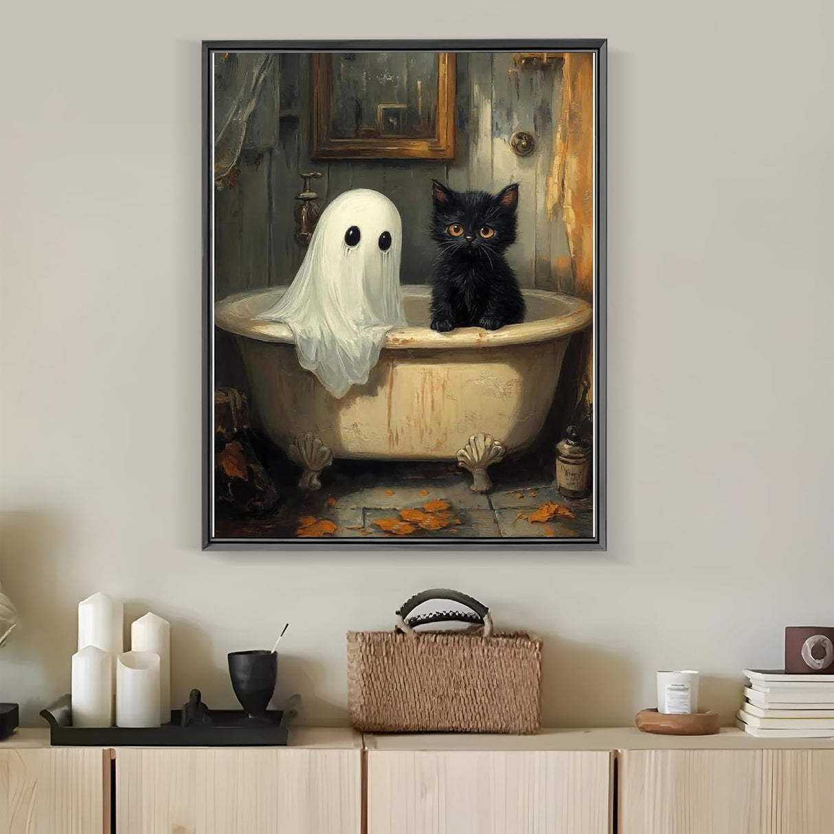 DAZZLEDOTS Halloween Diamond Art Kits for Adults, Ghost Black Cat Diamond Painting Kits for Beginner, DIY Gem Art and Craft Paint by Diamonds Home Wall Decor 12X16Inch DAZZLEDOTS