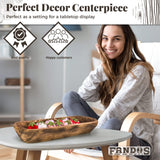 FANDOS Wooden Dough Bowl for Decor -17¾ in Long Dough Bowl Hand Carved Paulownia - Wood Bread Bowl for Decor - Rustic Decorative Long Wooden Bowl for Table Centerpiece FANDOS