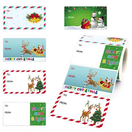 MDDRUIQI Gift Tags-250 PCS Christmas Gift Tags Christmas Presents Stickers Self Adhesive Christmas Tags Christmas Santa Wrapping Paper Holiday Decor (2.95 x 1.6 Inch) MDDRUIQI