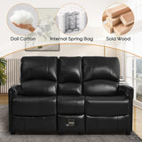 IPKIG Black 3 Seater Modern Loveseat Recliner Sofa - Manual Reclining Loveseat with Flipped Backrest Console, Side Pocket, Faux Leather Double Recliner Love Seat for Living Room & RV (Black, 3 Seater) IPKIG
