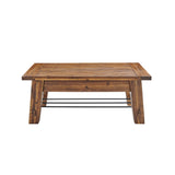 Durango 48-Inch Solid Wood Coffee Table with Storage Shelf Metal Accent – Industrial Farmhouse Living Room Table in Rustic Natural Finish by Alaterre Furniture Alaterre Furniture