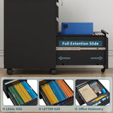 MIIIKO 3 Drawer File Cabinet, Metal Filing Cabinet with Lock Rolling Wheels, Office Storage Cabinet Under Desk,Deep Drawers for Hanging Legal Letter Fill, Full Assembled Except Casters MIIIKO