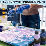 Nicpro 24 Colors 8.45oz Acrylic Pour Paint Supplies Kit, Large Volume Premixed High Flow Painting Bulk Set with Canvas, Wood Natural Slices, Pouring Oil, Tools Gloves, Strainer, Cups for Beginner DIY Nicpro