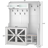 DWVO Farmhouse Hall Tree with Shoe Storage & Coat Rack Entryway Organizer with 18 Adjustable Shoe Cubbies 12 Hooks White Shoe Cabinet for Hallway DWVO