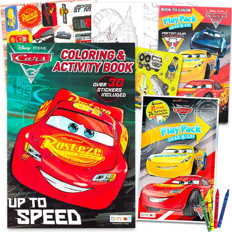 Disney Cars Coloring Book Bundle (Coloring Activity Set Featuring Lightning McQueen) (Blue) Disney