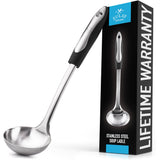 Zulay Kitchen Stainless Steel Cooking Utensil - Stainless Steel Kitchen Utensil - Durable Kitchen Gadgets - Metal Kitchen Accessories - Easy to Clean Kitchen Tools - 12" Soup Ladle Zulay Kitchen
