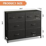 WLIVE Dresser for Bedroom with 8 Drawers, Wide Fabric Dresser for Storage and Organization, Bedroom Dresser, Chest of Drawers for Living Room, Closet, Hallway, Black WLIVE