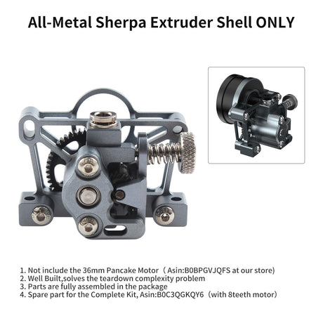 FYSETC Upgraded 3D Printer Accessory - Sherpa Mini Extruder - All Metal Shell NO 36mm Pancake Motor: Light Weight BM Extruder Hotend Part Compatible with Vorn 2.4 Prusa i3 MK3S+ Ender 3 V2 CR-10 FYSETC