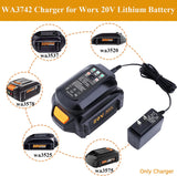 WA3742 Charger for Worx 20V Lithium Battery WA3520 WA3525 WA3578, Replacement for Worx Battery Charger 20V WA3732 WA3875 WA3881 zyystarttogo