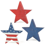 3 Pcs 4th of July Wooden Star Signs,Rustic Memorial Day Tiered Tray Decor, American Patriotic Table Decoration for Home Kitchen (Retro) Sereliy