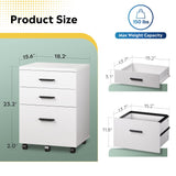 DEVAISE 3 Drawer File Cabinet for Home Office, Wood Under Desk Filing Cabinet, Rolling Printer Stand with Wheels, White DEVAISE