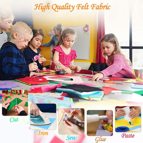 45Pcs Felt Fabric Sheet for Sewing-Assorted Colors Soft Felt Sheets for Crafts DIY Patchwork Sewing School Projects Party Decoration (15x15cm) VINTAGE EMBROIDERY V.E.