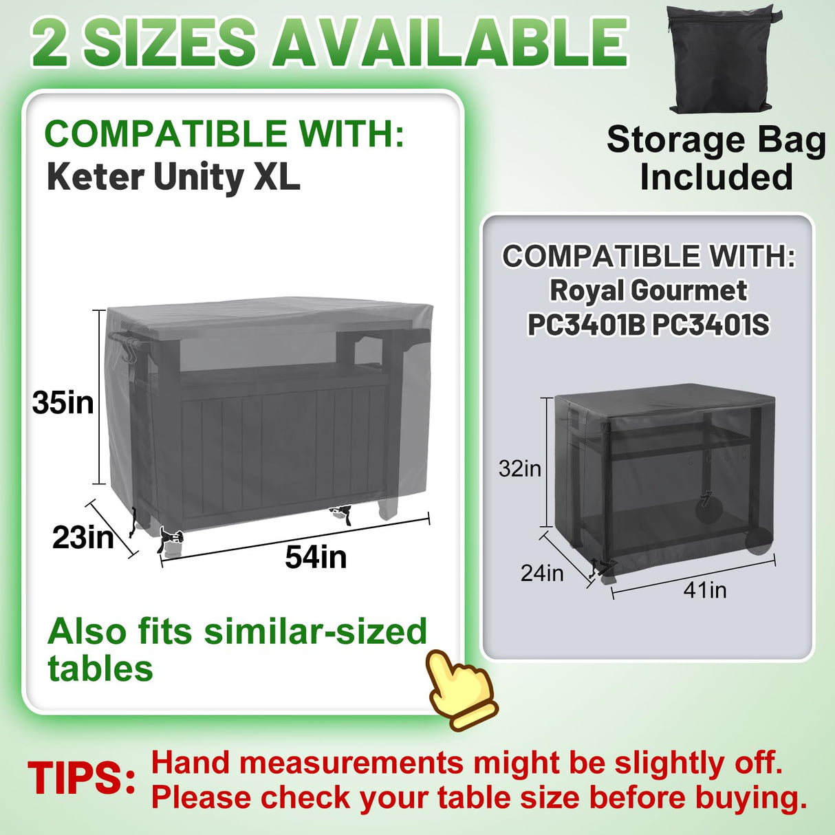 PAMASE Outdoor Dining Cart Cover - 54"L*23"W*35"H Grill Covers for Keter Unity XL Portable Cabinet Bar, Heavy Duty Waterproof BBQ Food Prep Table Serving Worktable Metal Movable Station PAMASE