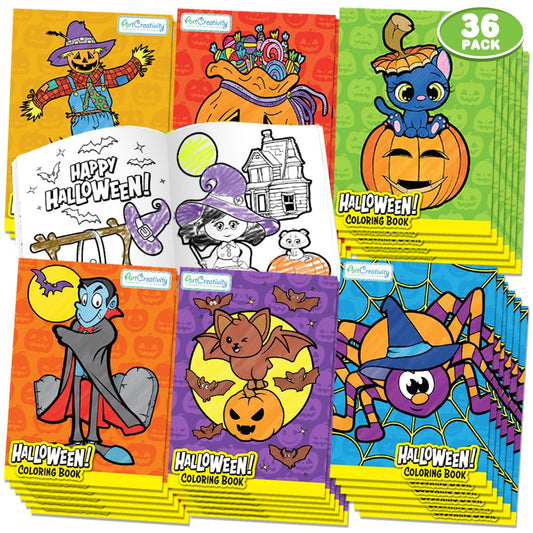 ArtCreativity Halloween Coloring Books for Kids - 36 Pack Mini Coloring Book - Halloween Non-Candy Treats - Goodie Bag Filler - Boo Basket Stuffers Halloween Party Favors - Halloween Gifts for Kids