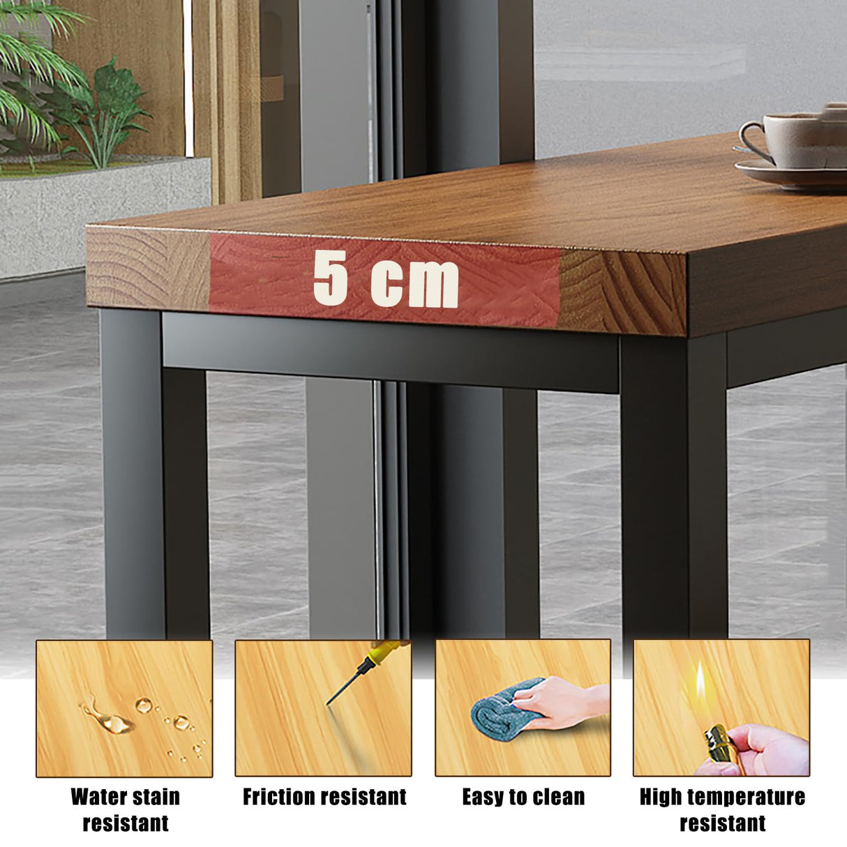 OOIKVCC Bar Table,Farmhouse Pub Table,Industrial Bar Height Dining Table,2-in Thickness Solid Wood Top for Kitchen, Coffee Shop, Pub, Breakroom(Stool not Included) OOIKVCC