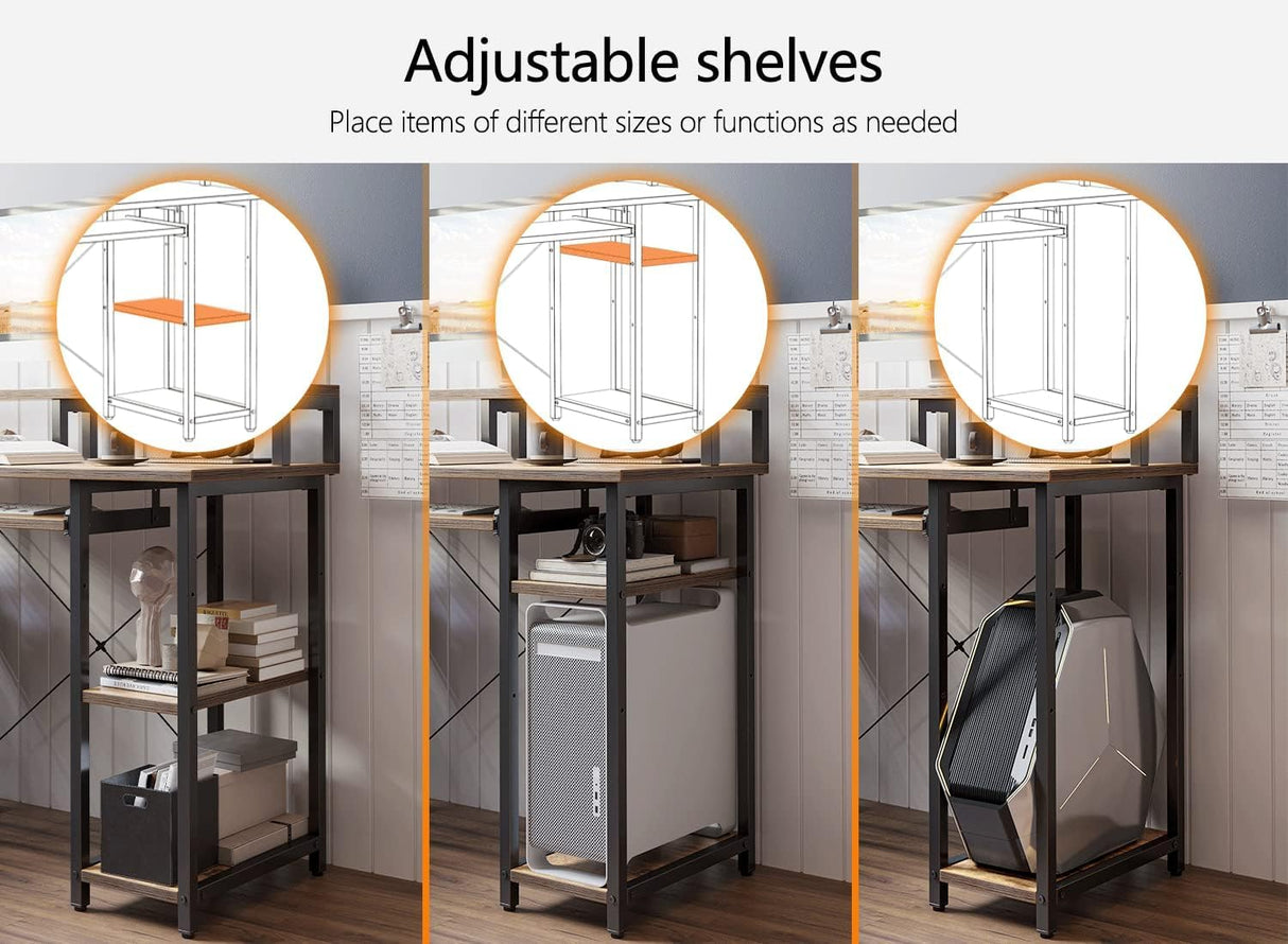 CubiCubi Computer Desk with Keyboard Tray, 47 Inch Office Desk with Monitor Stand and Storage Shelves, Music Studio Desk Workstation, Work Table for Home Office, Rustic Brown CubiCubi