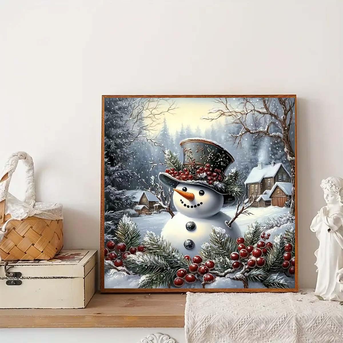 5D Winter Diamond Art Kits for Adults Beginners,Christmas Snowman Diamond Painting Kits,DIY Full Round Drill Diamond Dots Paintings Gem Art Crafts for Home Decor 13.8x13.8inch GEMFAMILY