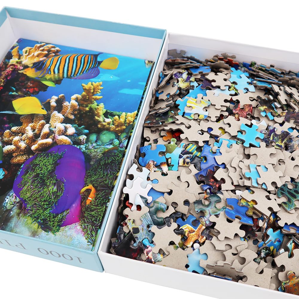 BEDUKE Jigsaw Puzzles for Adults 1000 Pieces Ocean Animals Thick Sturdy Cardboard Precise Interlocking 1000 Piece Puzzle Age 14+ Family Game BEDUKE