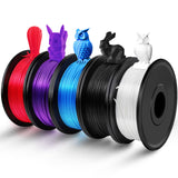 3D Printer Filament Bundle Multicolor, 250g PLA Filament 1.75mm, Dimensional Accuracy +/- 0.02 mm,1.25kg Total, 0.25kg per Spool, 5 Pack, Individually Vacuum Packed, 5 Colors FAHKNS