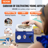VEVOR 30W Mini Pottery Wheel for Kids 8-12, Art&Crafts Kits with 2 Turntables 2.6in/3.9in and 17 Accessories Tools, 0-300RPM Speed Adjustable DIY Kits Clay Maker for Adults, Kids Toys Birthday Gifts VEVOR