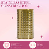 Paris Hilton Kitchen Set Tool Crock with Silicone Cooking Utensils, Stainless Steel Whisk and Ladle, 7-Piece, Pink and Gold Paris Hilton